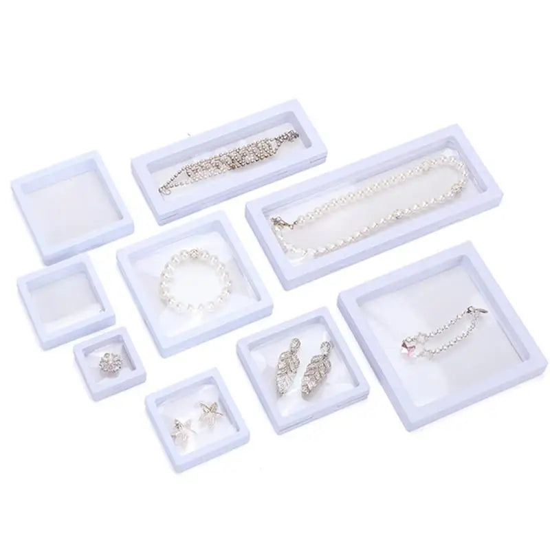 Set 3D Floating Display Case Stands Holder Suspension Storage for Pendant Necklace Bracelet Ring Coin Pin Gift Jewelry Box