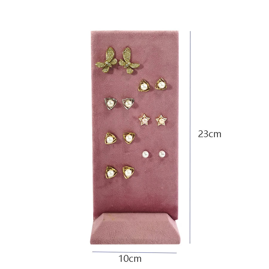 Pink Velvet Jewelry Organizer Trays Earrings Rings Holder Stud Ear Watch Bangle Storage Tray Jewelry Counter Jewelry Display