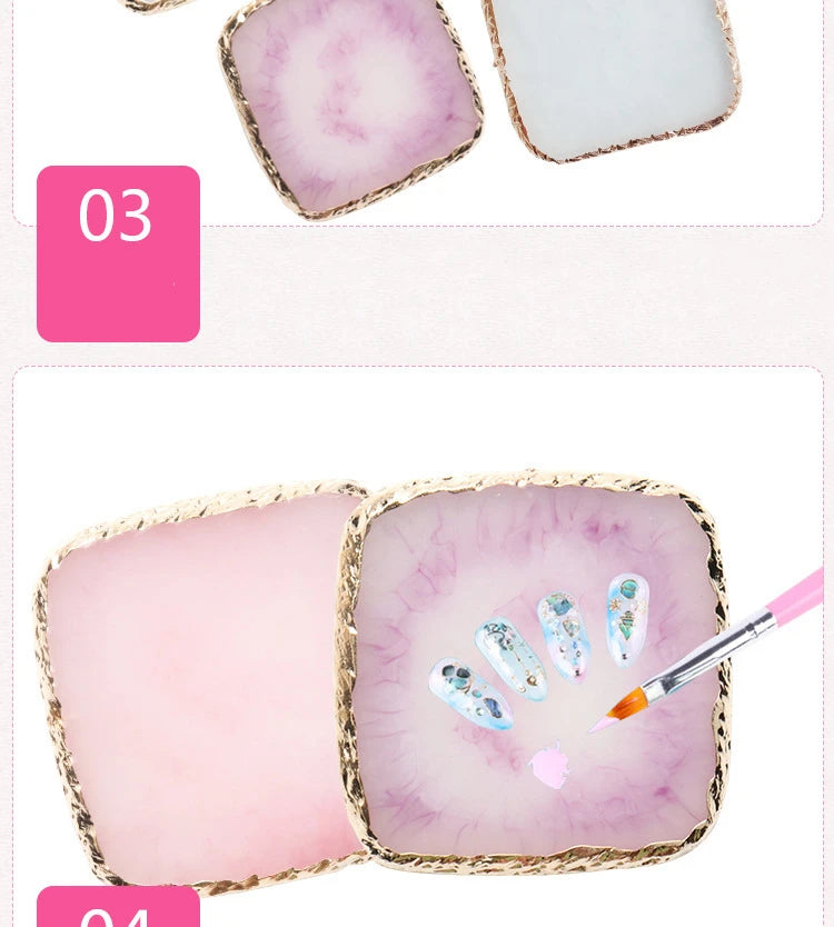 Colorful Resin Square Nail Art Phnom Penh Palette 8.7*8.7Cm Ring Earring Jewelry Display Props Useful Work Showcase Tool Tray