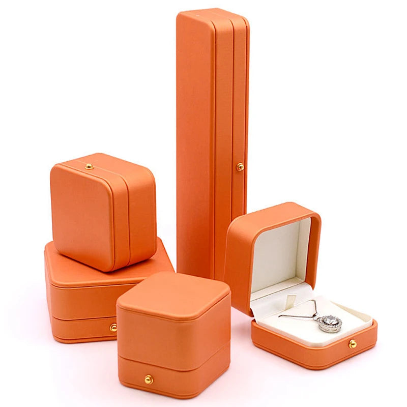 High Quality Pu Leather Jewelry Packaging Gift Box Proposal Ring Box Brooch Earring Display Box Necklace Collection Box