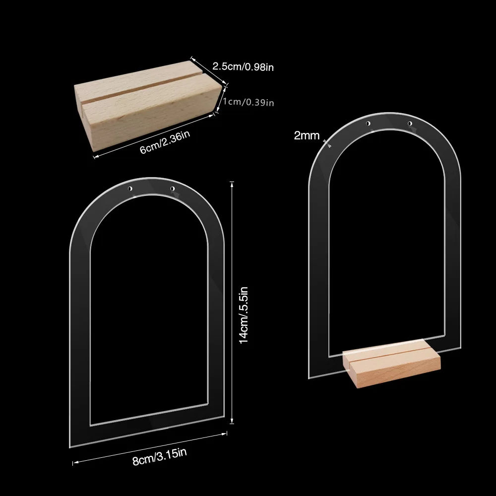 Acrylic Earrings Organizer Ear Studs Display Rack Arch Show with Wooden Bases Personal Dressing Table Jewelry Storage Rack