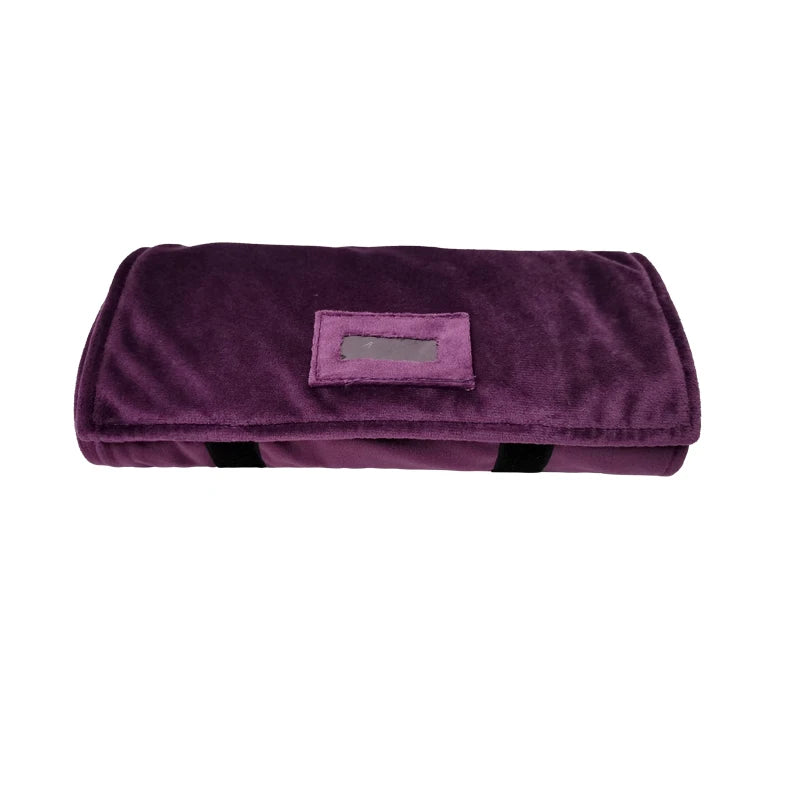 Purple Velvet Lengthening Set Jewelry Roll Bag Pearl Necklace Rings Storage Pouch Watch Bracelet Organizer Jewelry Bags 74*24Cm