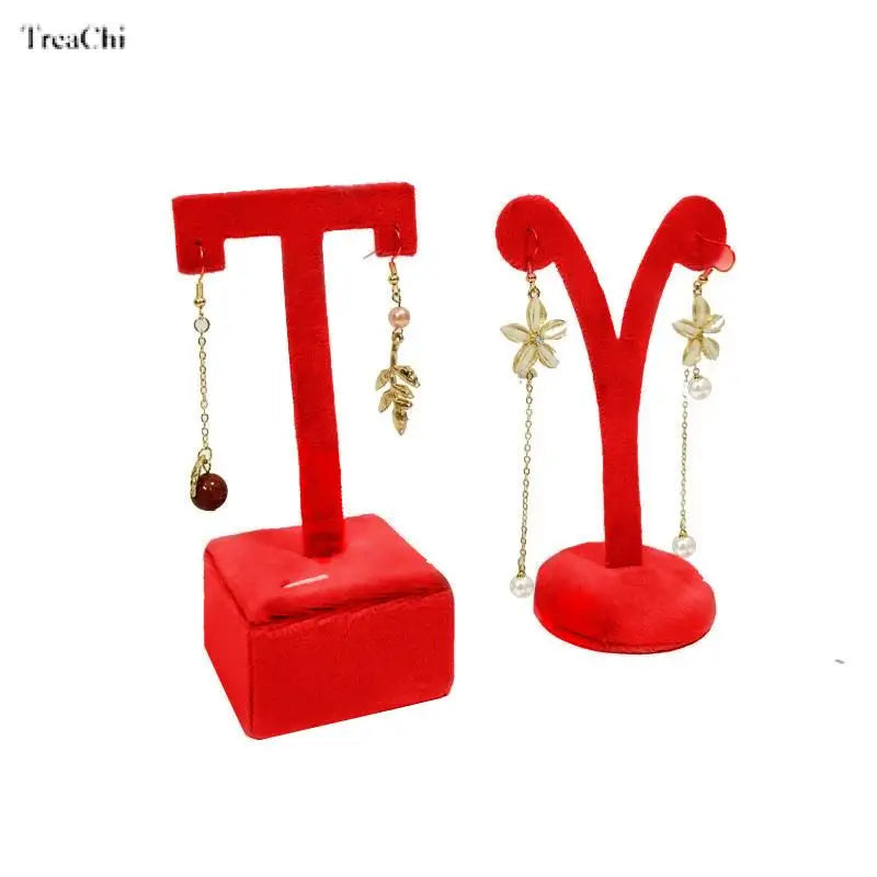 Red Velvet Gold Jewelry Organizer Earring Necklace Display Stand Quality Ring Tray Pendant Storage Plate Watch Bracelet Holder