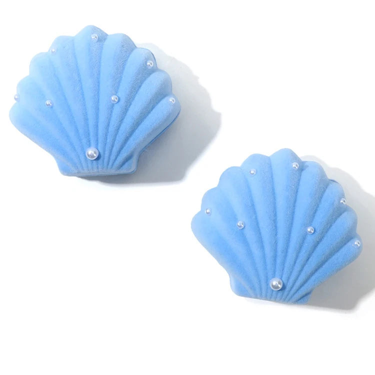 Blue Shell Shaped Jewelry Box Small Ear Stud Holder Pearl Earrings Rings Organizer Case Beautiful Small Gift Packaging Boxes