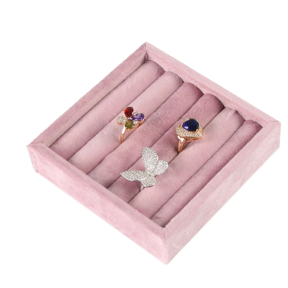 Jewelry Organizer Earring Necklace Display Stand Quality Pink Velvet Ring Tray Pendant Storage Plate Watch Bracelet Holder