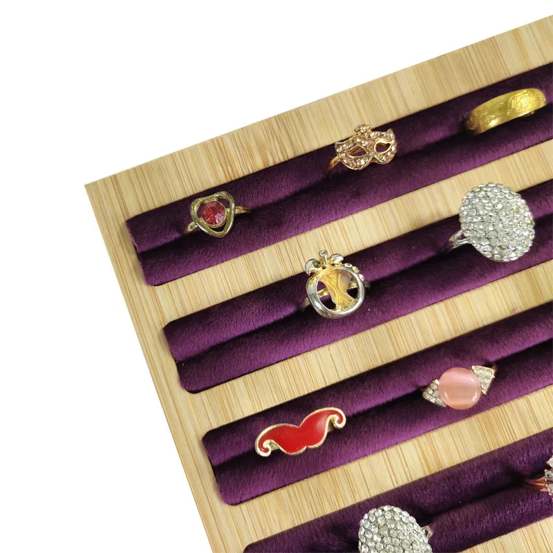 Natural Wood Square Earrings Rings Display Tray Jewelry Storage Plate Store Exhibitors Counter Showcase Props