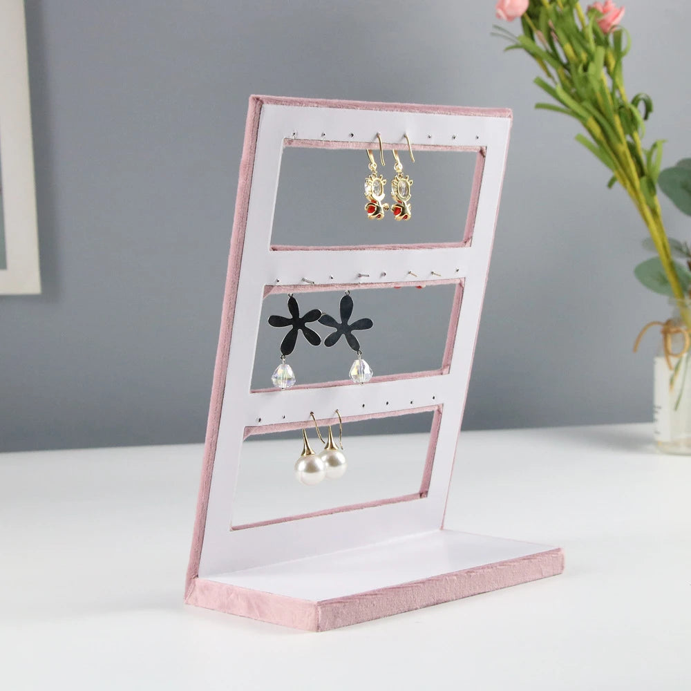Jewelry Organizer Earring Necklace Display Stand Quality Pink Velvet Ring Tray Pendant Storage Plate Watch Bracelet Holder