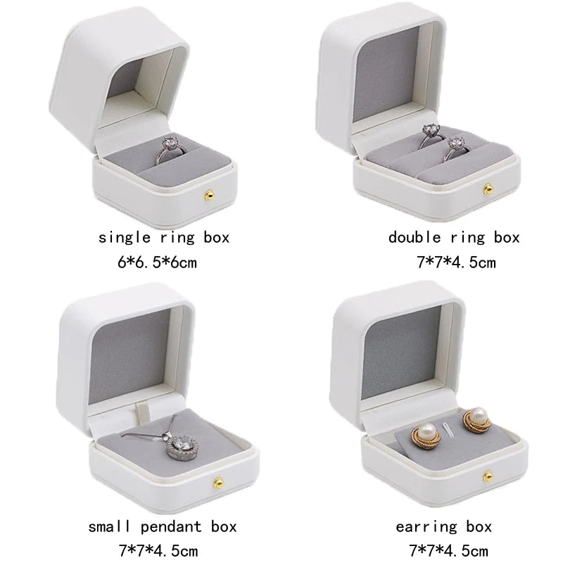 High Quality Pu Leather Jewelry Packaging Gift Box Proposal Ring Box Brooch Earring Display Box Necklace Collection Box