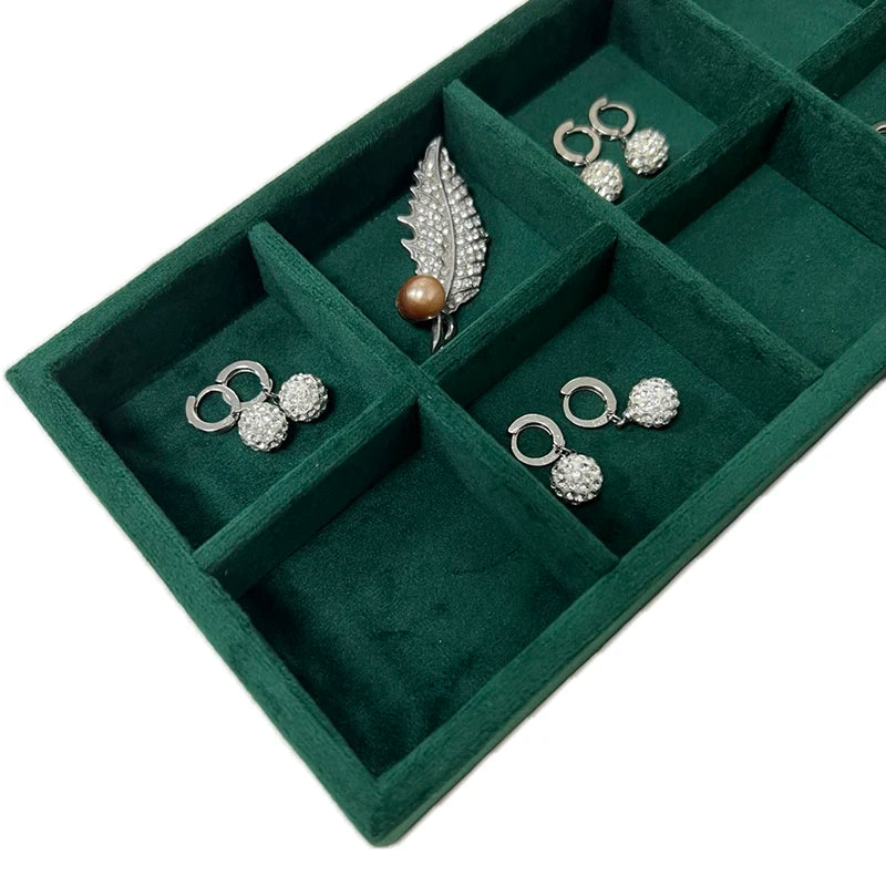 Dark Green Tray for Jewelry Ring Bracelet Display Tray Jewelry Demonstration Watch Organizer Earring Cuff-Link Storage Case