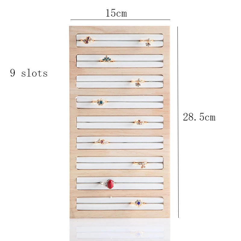 Natural Wood Square Earrings Rings Display Tray Jewelry Storage Plate Store Exhibitors Counter Showcase Props