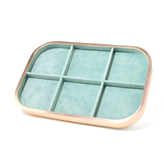 Metal Jewelry Exhibitor Tray Green Velvet Jewelry Display Rack Counter Display Library Jewelry Exhibitors Storage Of Jewelry