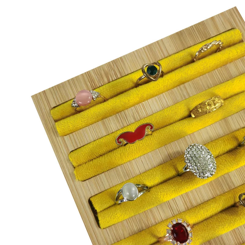 Natural Wood Square Earrings Rings Display Tray Jewelry Storage Plate Store Exhibitors Counter Showcase Props