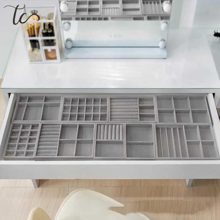 Flocking Jewelry Display Tray Ring Earrings Necklace Pendant Bracelet Brooch Watch Hair Card Home Storage Tray