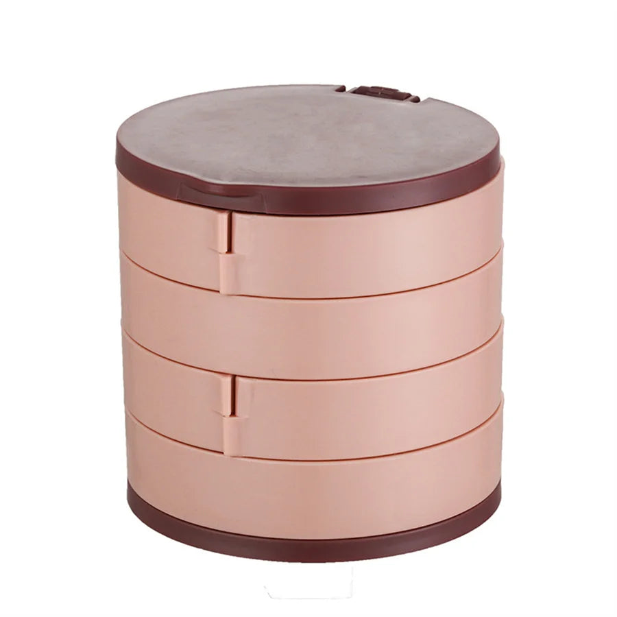 4-Layer Rotating Jewelry Storage Box Necklace Earrings Ring Organizer Holder Multi-Layer Plastic Small Items Packaging Box