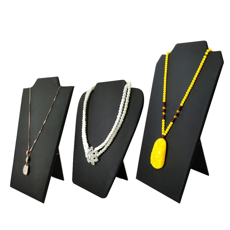 New Jewelry Display Stand Velvet Pu Pearl Necklace Display Board Pendant Earrings Storage Stand Counter Display