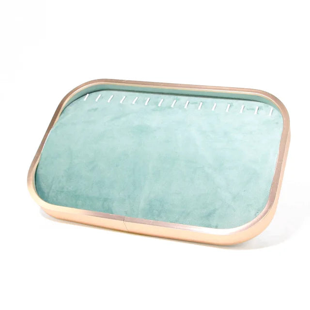 Metal Jewelry Exhibitor Tray Green Velvet Jewelry Display Rack Counter Display Library Jewelry Exhibitors Storage Of Jewelry