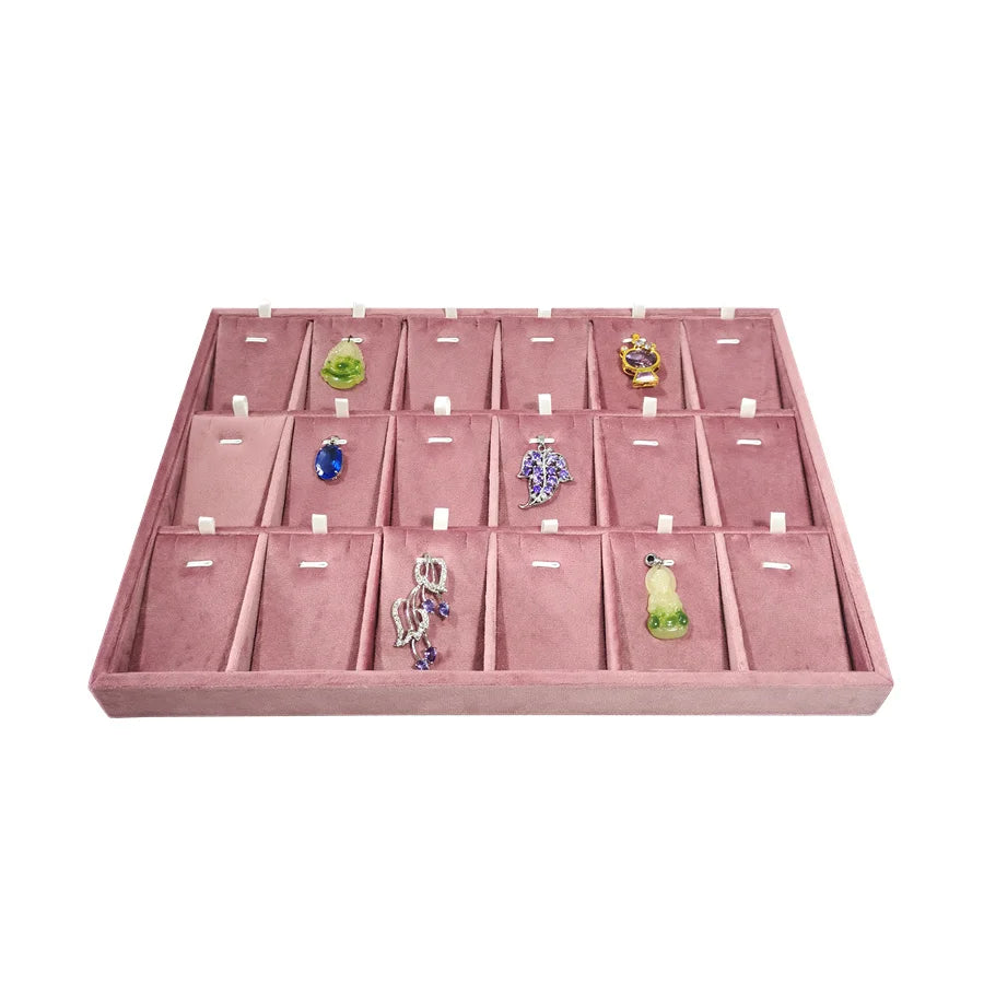 Pink Velvet Jewelry Organizer Trays Earrings Rings Holder Stud Ear Watch Bangle Storage Tray Jewelry Counter Jewelry Display