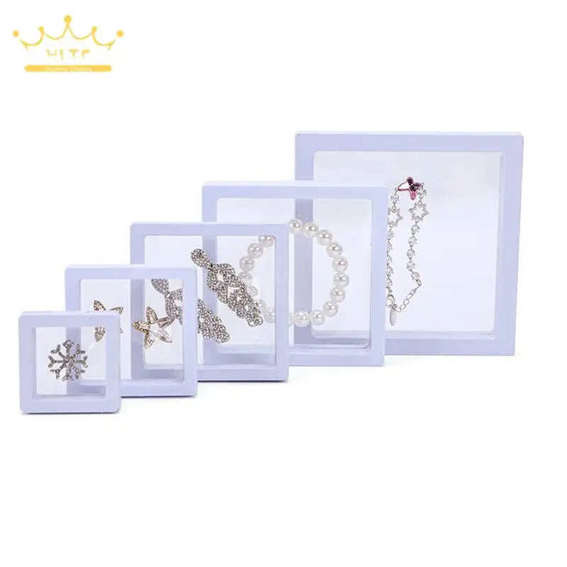 Bracelet Packaging Box 3D Pe Film Gemstone Membrane Display Holder Earring Ring Storage Case Jewelry Stand Floating Frame