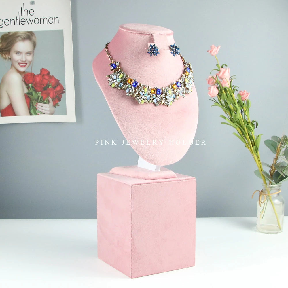 Jewelry Organizer Earring Necklace Display Stand Quality Pink Velvet Ring Tray Pendant Storage Plate Watch Bracelet Holder