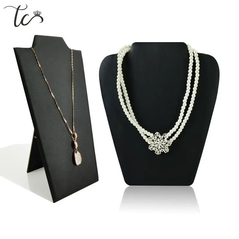 New Jewelry Display Stand Velvet Pu Pearl Necklace Display Board Pendant Earrings Storage Stand Counter Display
