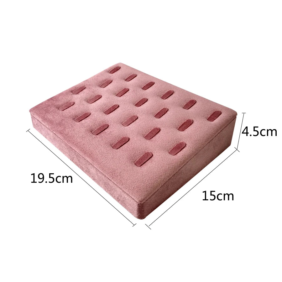 Pink Velvet Jewelry Organizer Trays Earrings Rings Holder Stud Ear Watch Bangle Storage Tray Jewelry Counter Jewelry Display