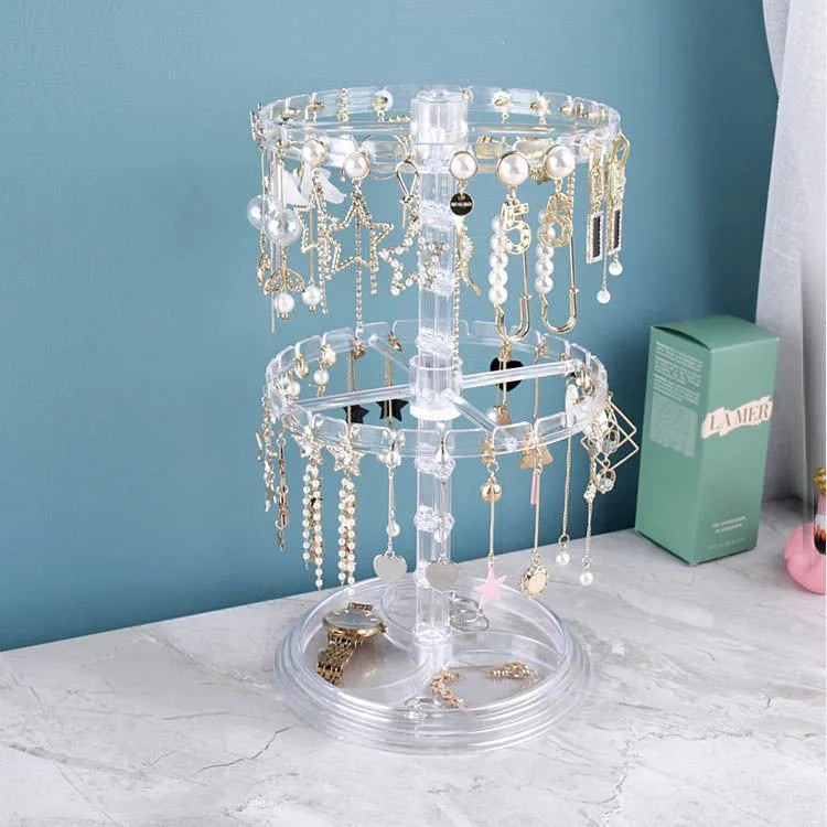 Multi-Layer Rotating Earring Organizer Earring Display Stand Bracelet Necklace Trinket Stand Scrunchie Jewelry Tray