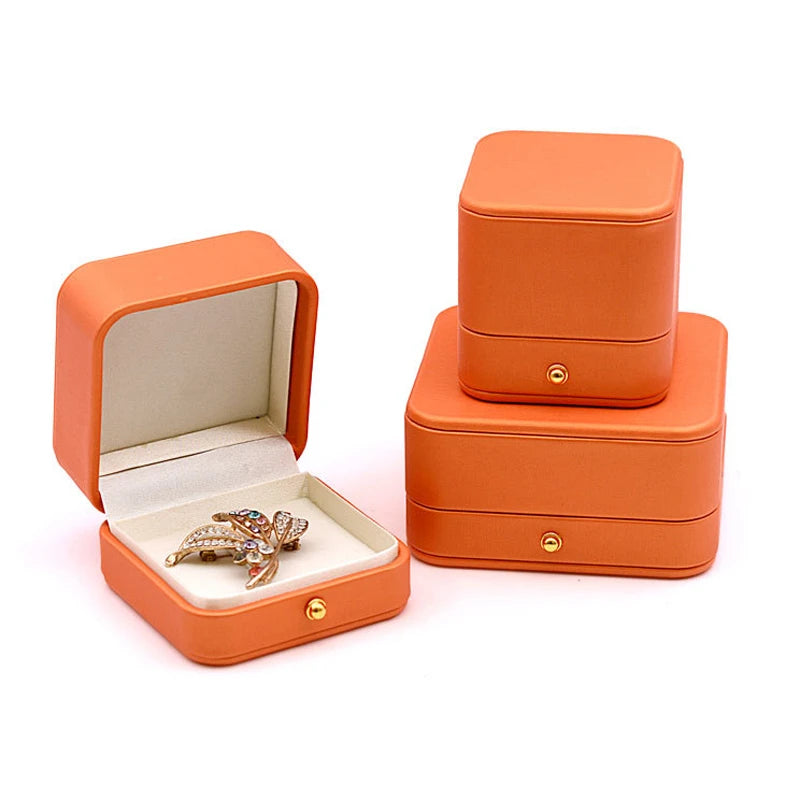 High Quality Pu Leather Jewelry Packaging Gift Box Proposal Ring Box Brooch Earring Display Box Necklace Collection Box