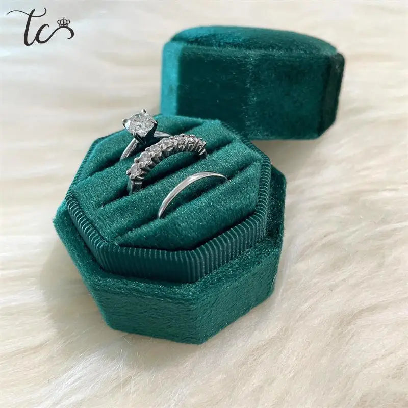 Creative Octagonal Ring Box High Quality Velvet Couple 1/2/3 Slot Ring Organizer Wedding Commemorative Gift Packaging Box