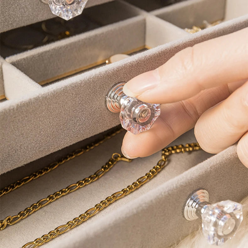 Dust-Proof Clear Acrylic Drawer Box 3 Layer Jewelry Earrings Ring Storage Case with Velvet Tray Bracelet Packaging Boxes