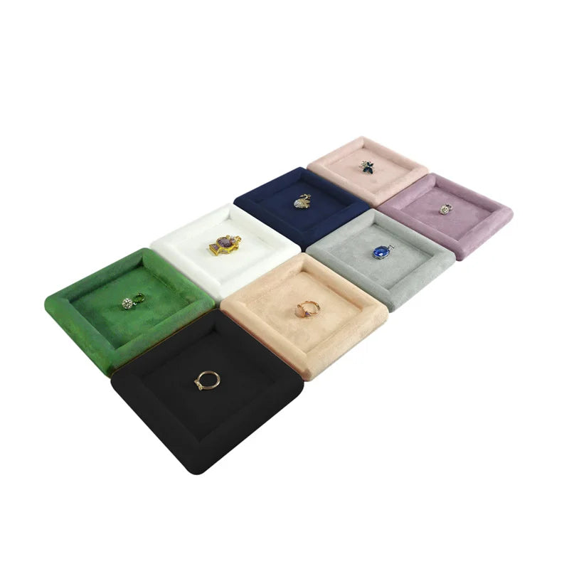 Colorful Fabric Tray High Quality Earrings Rings Organizer Jewelry Necklace Watch Storage Trays 12*12Cm and 12*20Cm