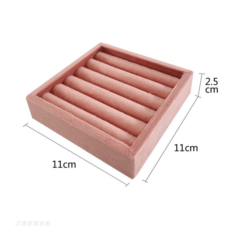 Luxury Velvet Jewelry Tray 11*11*2.5CM Storage Ring Organizer Box Ring Dispaly Holder Tray Ideal for Jewelry Presentation