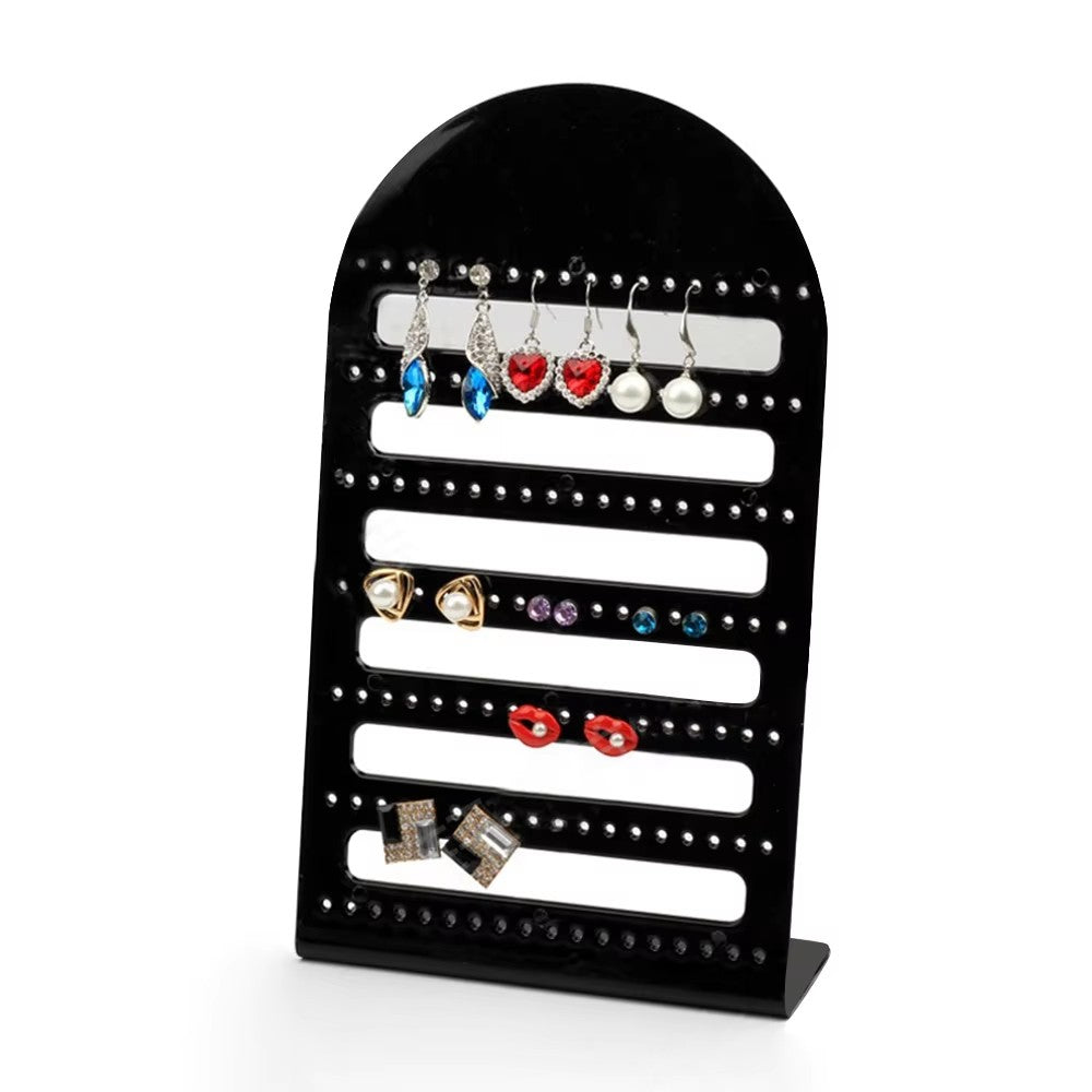 126 Holes Jewelry Earrings Display Holder Acrylic Stud Earrings Organizer Showcase Prop Black White 9.25*5.31*2.17Inch 2pcs/lot