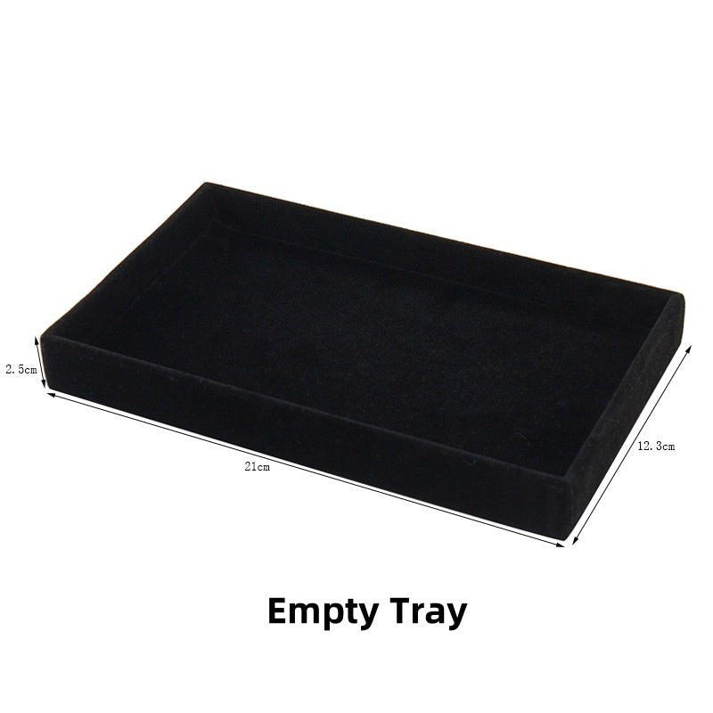 21*12.3*2.5CM Portable Jewelry Display Tray Black Velvet Storage Earrings Pendants Ring Organizer Tray Jewelry Holder Show Prop