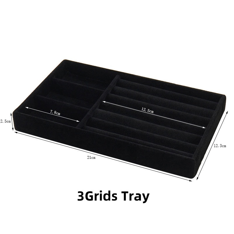 21*12.3*2.5CM Portable Jewelry Display Tray Black Velvet Storage Earrings Pendants Ring Organizer Tray Jewelry Holder Show Prop