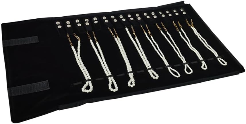 Velet Travel Jewelry Case Roll Bag Organizer for Necklace Bracelet Anklet Black Gray