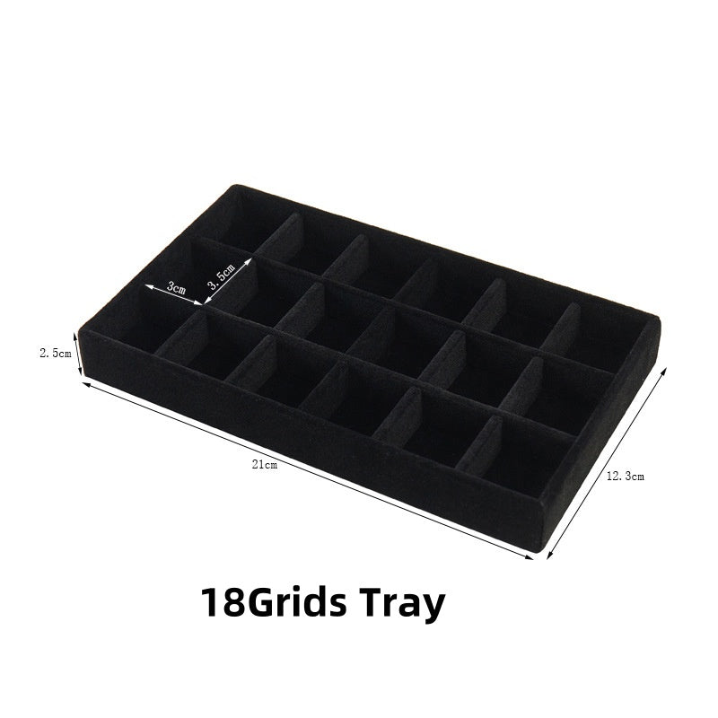 21*12.3*2.5CM Portable Jewelry Display Tray Black Velvet Storage Earrings Pendants Ring Organizer Tray Jewelry Holder Show Prop