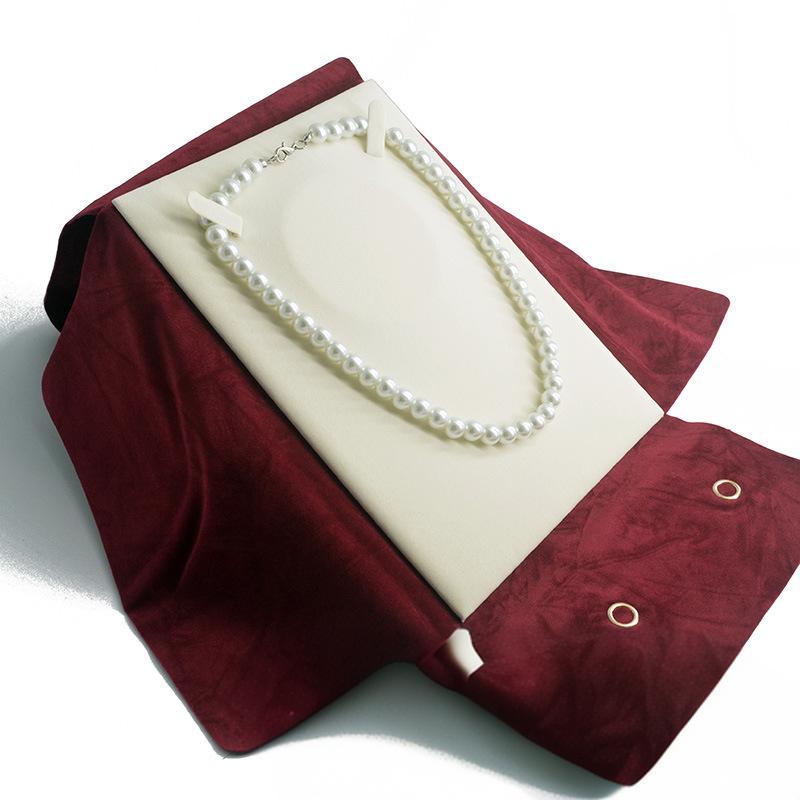 Elegant Jewelry Pearl Necklace Display Stand Bag Pearl Necklace Gift Packaging Box Bag Velvet Jewellery Organizer Gift Box Pouch