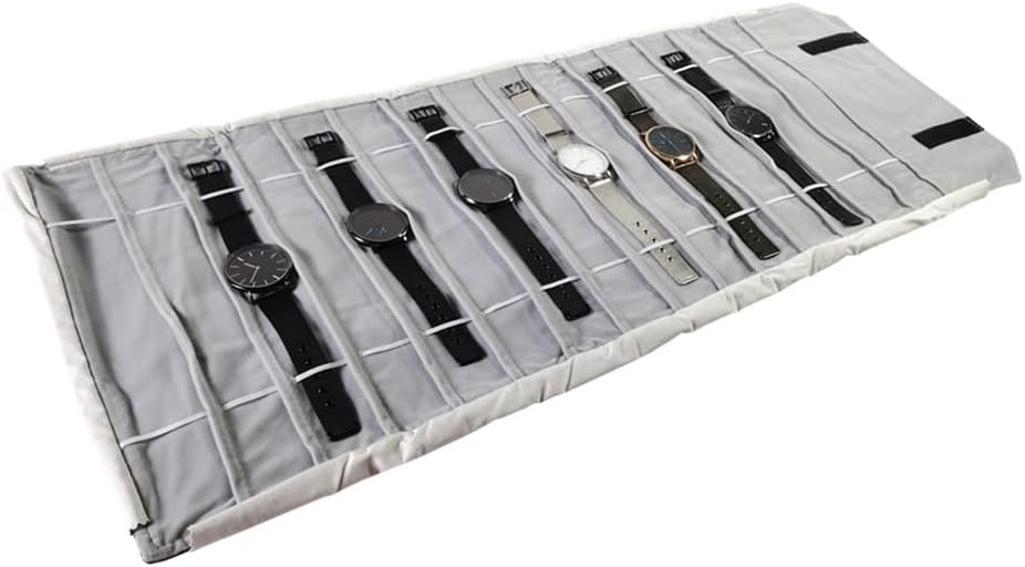 14 Velvet Watch Roll for Travel | 76x29cm Jewelry Organizer | Portable Wristwatch Storage with Secure Elastic Straps & Velcro Closure