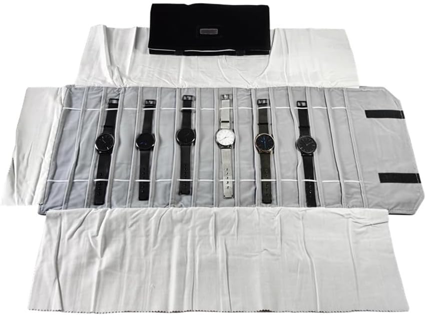 14 Velvet Watch Roll for Travel | 76x29cm Jewelry Organizer | Portable Wristwatch Storage with Secure Elastic Straps & Velcro Closure