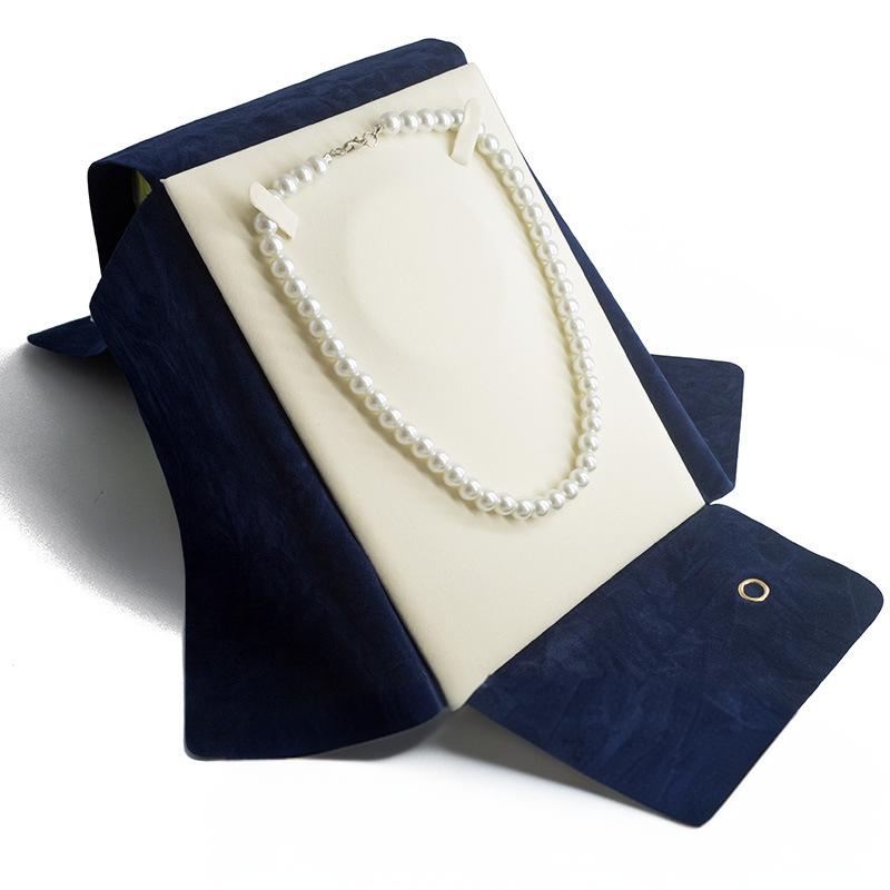 Elegant Jewelry Pearl Necklace Display Stand Bag Pearl Necklace Gift Packaging Box Bag Velvet Jewellery Organizer Gift Box Pouch