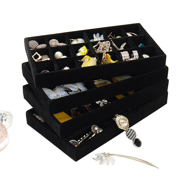 21*12.3*2.5CM Portable Jewelry Display Tray Black Velvet Storage Earrings Pendants Ring Organizer Tray Jewelry Holder Show Prop