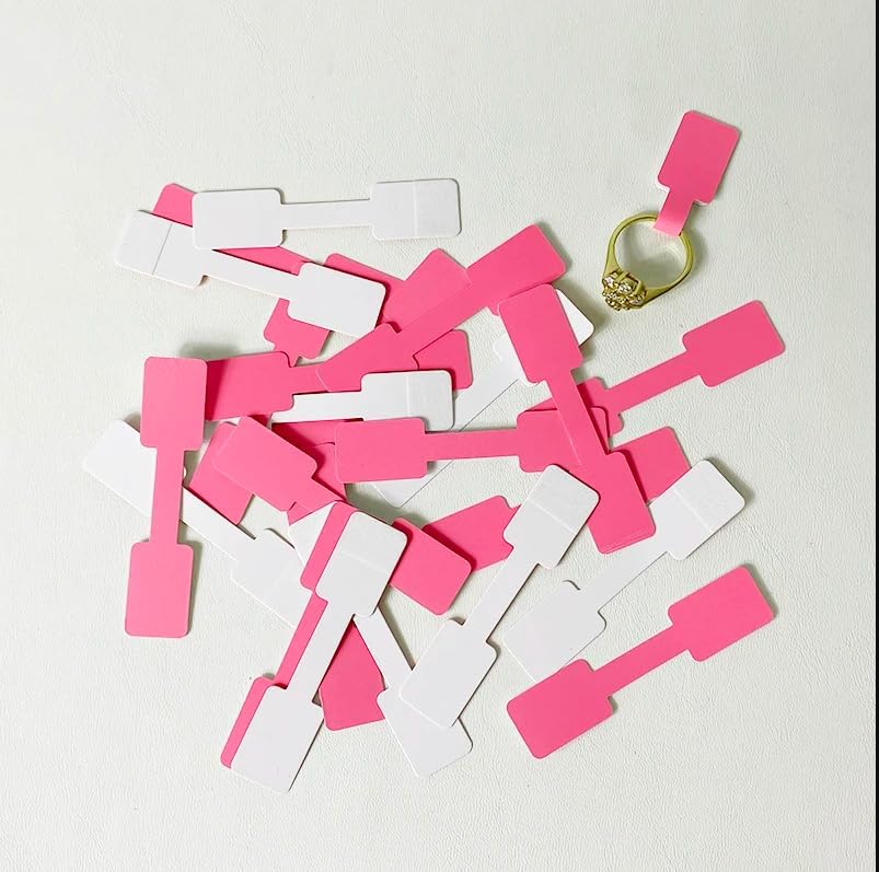 500 Self-Adhesive Blank Jewelry Price Tag Stickers for Identificationy Labeling of Rings, Necklaces, and Earrings (Pink)