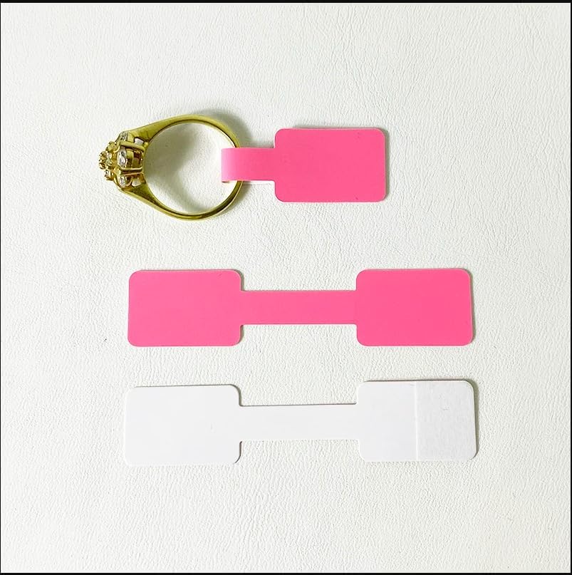 500 Self-Adhesive Blank Jewelry Price Tag Stickers for Identificationy Labeling of Rings, Necklaces, and Earrings (Pink)