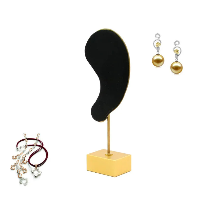 Creative Metal Earring Rack Multi-color Microfiber Earring Stand Ear-shaped Ear Clip Stud Jewelry Display Organized Holder Stand