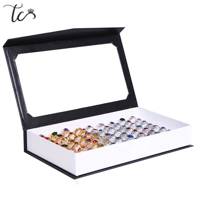 Rings Display Tray Jewelry Display Tray Container Earrings Box Ring Box Rectangle 72 Slots Rings Storage Case