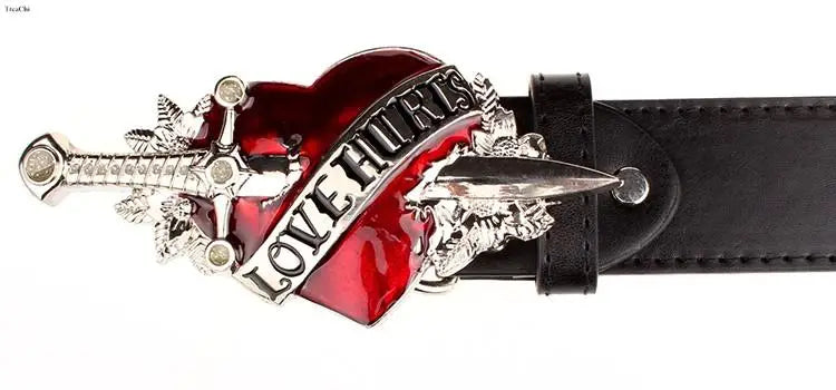 High Fashion Leather Belt Arrow Heart Love Metal Buckle Waistband Jeans Belts for Women & Man Decorative Rock Hip Hop