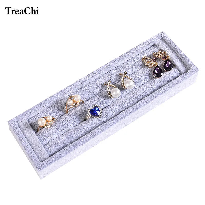 Velvet Jewelry Display Stand Ring Holder Rings Organizer Ear Studs Rack Jewellery Display Tray joyeros organizador de joyas