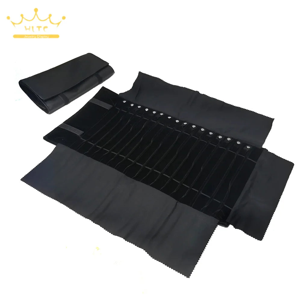 Velvet /PU Jewelry Roll Bag Travel Jewelry Organizer Storage Case Pouch for Necklaces Rings Bracelets Portable Practical