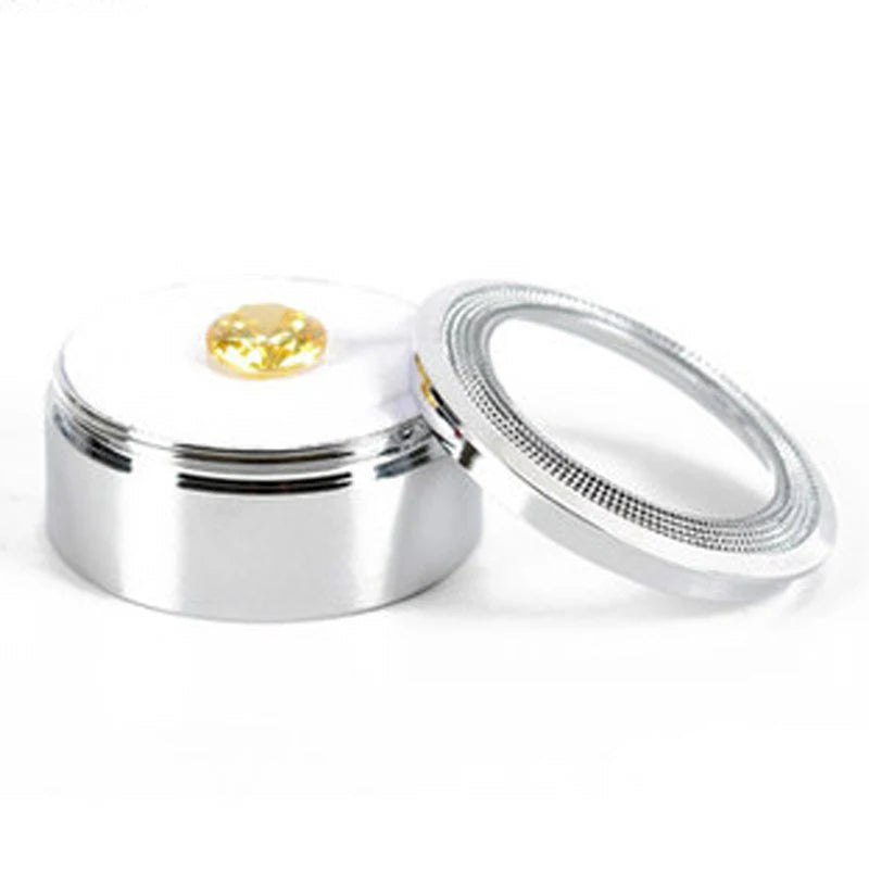 Wholesale 60Pcs/lot Sliver Metal Round Bare Stone Storage Case Black and White Double-Sided Sponge Inside Diamond Display Box