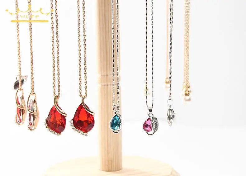 Wood Necklace Display Jewelry Display Pendant Stand Exhibition Necklace Earrings Bracelet Storage Holder Necklace Rack Showcase